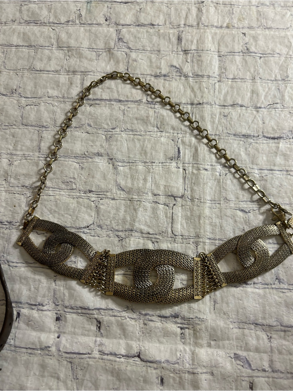 CHICO’S (2) UNIQUE STYLES GOLD CHAIN EMBELLISHED AND BROWN LEATHER BELTS - Picture 3 of 16